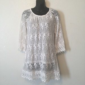 Lilly Mason Tunic Lace Net Floral Blouse